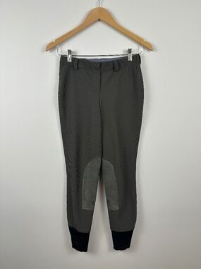 TuffRider Ribb Low Rise Knee Patch Riding Breeches 26 Dark Charcoal